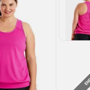 Just My Size Women Plus Size 4X Active Mesh Banded Racer Back Tank Vivid Fuchsia